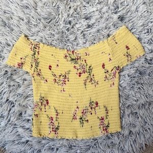Pacsun yellow floral crop top